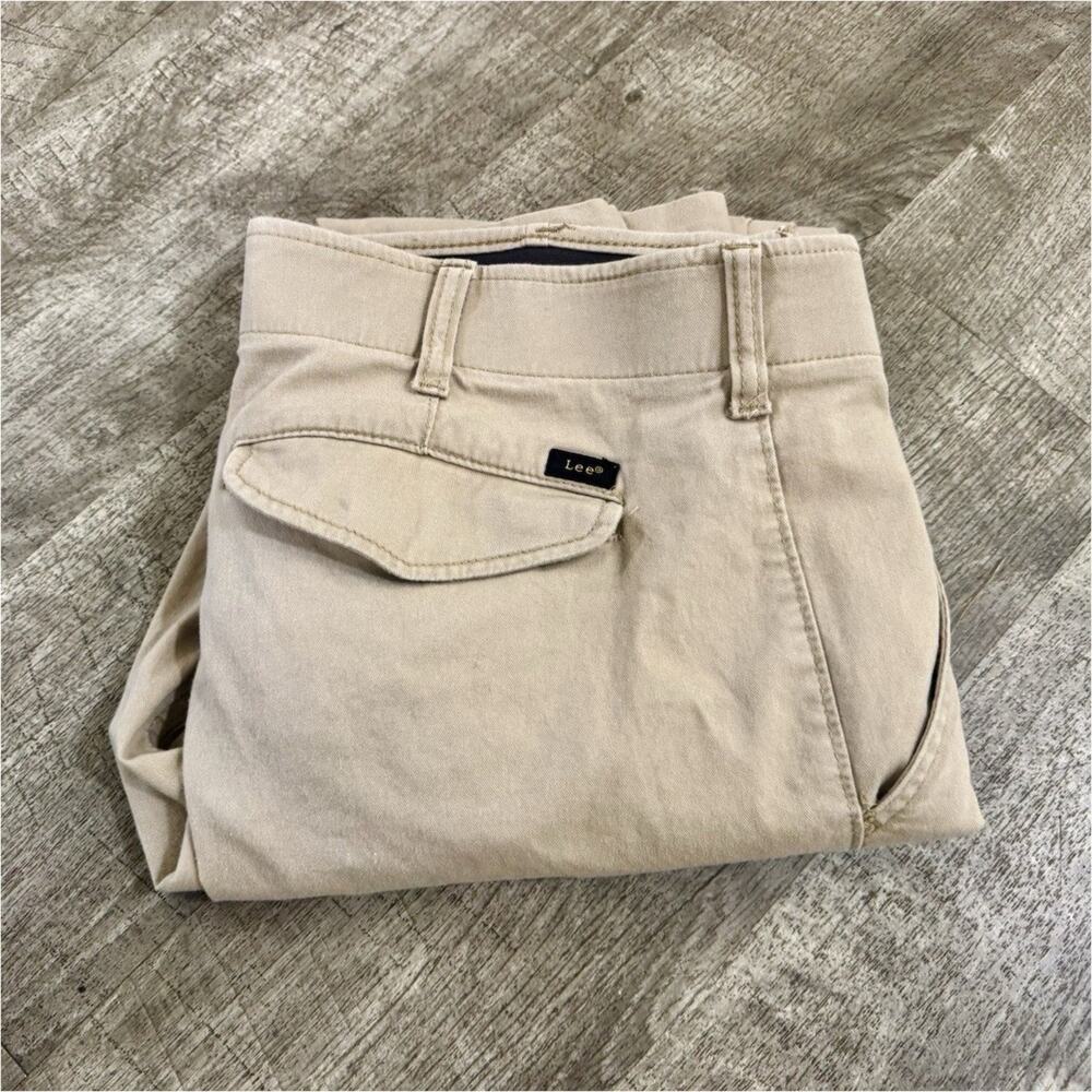 Lee Motion Stretch Men's Beige Cargo Pants Straight Leg Cotton Spandex